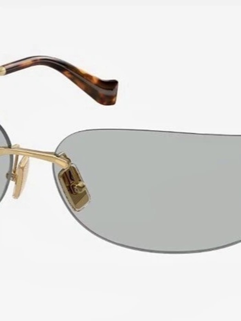 Miu SMU A57 Rimless Gray & Gold Sunglasses